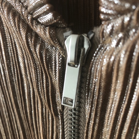 Silver Metallic Textured Bomber Jacket Small - Picture 4 of 7